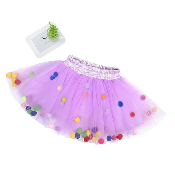 naisibaby Toddler Girls Solid Color Cute Party Dance Skirt, Kids Net Yarn Tulle Princess Skirt Purple L