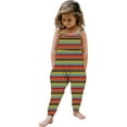 thumbnail image 1 of naisibaby Toddler Girls Summer Sleeveless Casual Romper, New Rainbow Color Stripe Printed Jumpsuit Brown 4T, 1 of 5