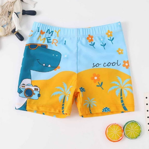 naisibaby Toddler Kids Boys Summer Shorts Beach Swimwear Printed Swim Trunks Yellow Size 6-7T