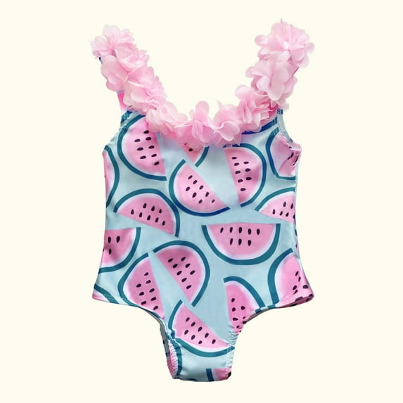naisibaby Toddler Kids Girls Cute Printed Bikini, Baby Ruffles One-piece Swimsuit Green 3 T