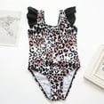 thumbnail image 1 of naisibaby Toddler Kids Girls Fashion Cute Leopard Printed Bikini, Baby Ruffles One-piece Swimsuit Brown 5-6T, 1 of 8