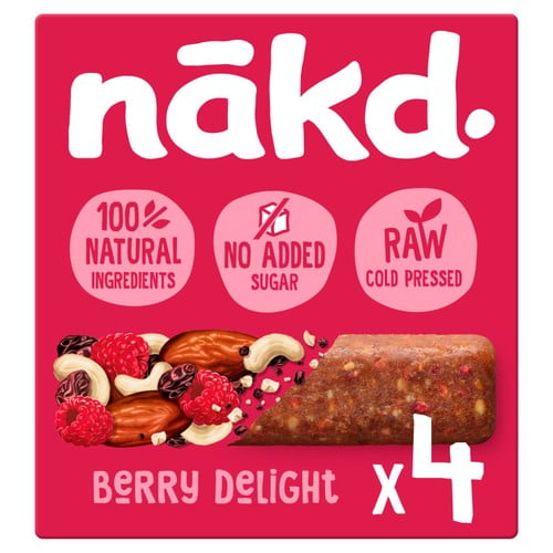 nakd. Berry Delight Fruit & Nut Bars Multipack 4 x 35g, British Import (Pack of 3)