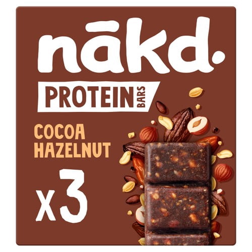 nakd. Protein Cocoa Hazelnut Bars Multipack 3 x 45g, British Import (Pack of 3)