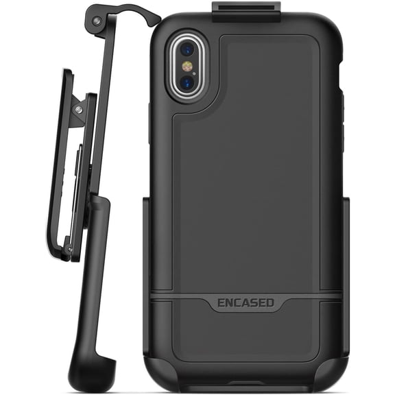 Encased Clip Holster Iphone X/Iphone Xs Belt Case, (Rebel Series) Heavy Duty Protective Cover Compatible With Apple Iphone X (Black)