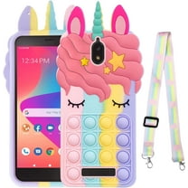 nancheng for BLU View 2 / B130DL Phone Case Cartoon Bubble Push Pop Fidget Toys with Strap Cute Funny Kawaii Stress Relief Silicone Shockproof Protective Cover for BLU View 2 - Rainbow