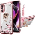 thumbnail image 1 of nancheng for Motorola Moto G 5G (2022) Phone Case Girls Women Cute Soft TPU Cover with Heart Ring Kickstand Strap Lanyard Shockproof Protective Case - Rose Butterfly, 1 of 8