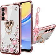 nancheng Samsung Galaxy A15 5G Kickstand Silicone Cell Phone Case, Rose Gold