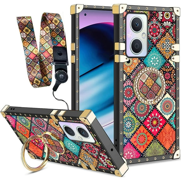 nancheng for OnePlus Nord N20 5G (EB2103) Case with Ring Stand Retro Mandala Flower Shockproof Protection Phone Cover