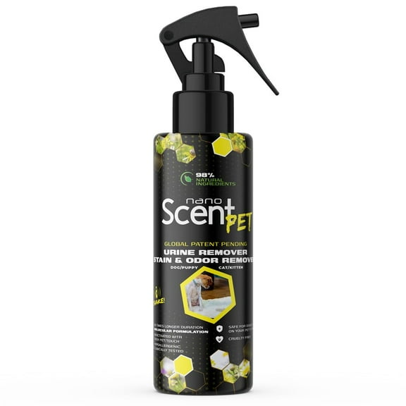nanoSCENT PET Urine Remover for Dogs & Cats, Eliminates Odors & Stains, 98% Natural Ingredients, Safe for Pets & Home,Bio-Active Enzymes + Long-Lasting Fresh Scent, Carpet, Floors & Furniture (200mL)