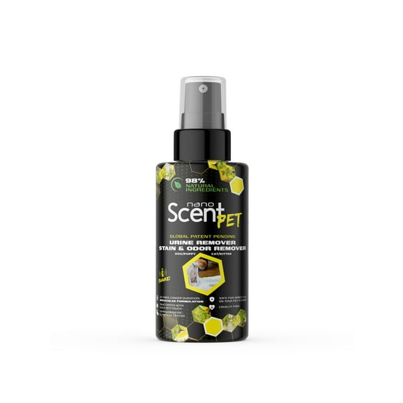nanoSCENT PET Urine Remover for Dogs & Cats, Eliminates Odors & Stains, 98% Natural Ingredients, Safe for Pets & Home, Bio-Active Enzymes + Long-Lasting Fresh Scent, Carpet, Floors & Furniture (50mL)
