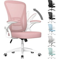 naspaluro Ergonomic Office Chair, Computer Chair with Adjustable Height, Flip-Up Arms and Lumbar Support, Breathable Mesh Desk Chair for Home Study Working (Without Headrest, Pink)