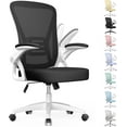 thumbnail image 1 of naspaluro Ergonomic Office Chair, Mid-Back Computer Chair with Adjustable Height, Flip-Up Arms and Lumbar Support, Breathable Bright White Mesh Desk Chair for Home Study Working, 1 of 9