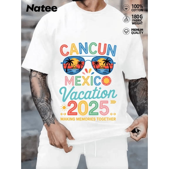 natee local warehouse 2025 Cancun Mexico Vacation T-shirt - Making Memories Together, women's T-Shirt,100% Cotton Fabric,Crew Neck,Short Sleeve,Regular Fit,All-Season Casual Wear,180gsm-Id