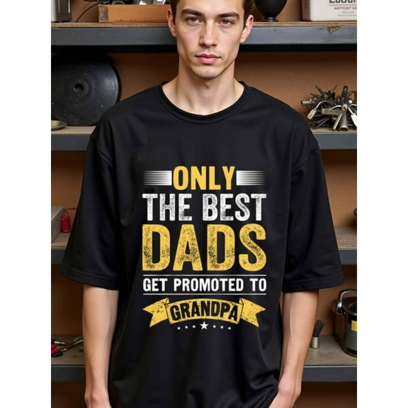 natee Only the Best Dads Get Promoted to Grandpa T-shirt, 100% Cotton Fabric,Crew Neck,Short Sleeve,Regular Fit,All-season casual wear for man and teens-perfect for running
