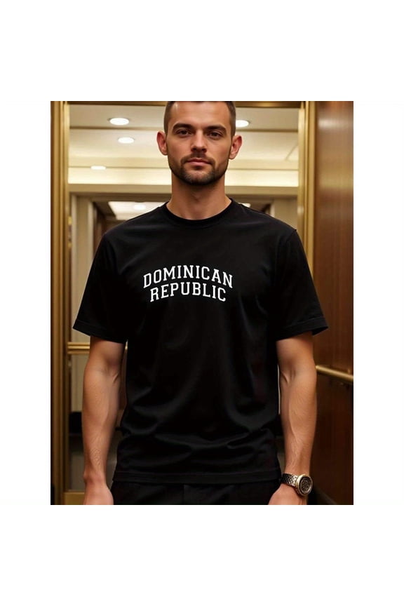 natee Black Dominican Republic T-shirt - Travel Souvenir Tee, 100% Cotton Fabric,Crew Neck,Short Sleeve,Regular Fit,All-season casual wear for man and teens-perfect for run