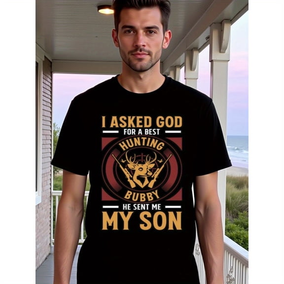 natee Father's Day Gift: Hunting Buddy Son T-shirt, Men's T-Shirt,100% Cotton Fabric,Crew Neck,Short Sleeve,Regular Fit,All-Season Casual Wear,180gsm-Ideal for Valentines N