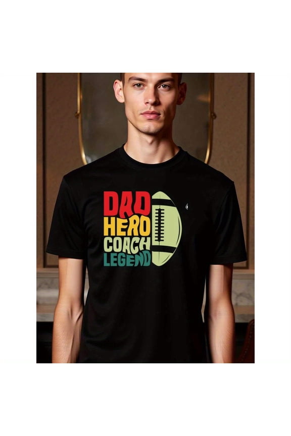 natee Football Dad Hero Coach Legend T-shirt, man's T-Shirt,100% Cotton Fabric,Crew Neck,Short Sleeve,Regular Fit,All-Season Casual Wear,180gsm-Ideal for Valentines Christi