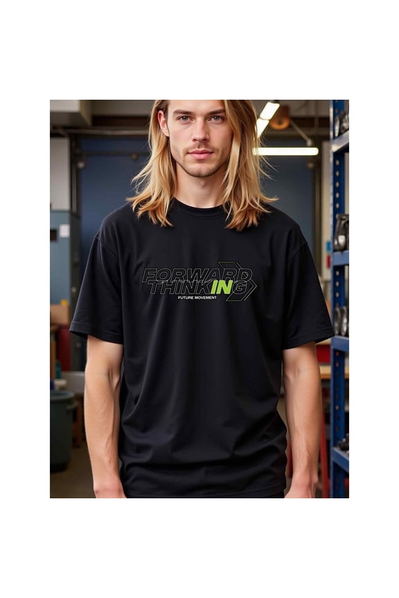 natee Forward Thinking Future Movement Black T-shirt, man's T-Shirt,100% Cotton Fabric,Crew Neck,Short Sleeve,Regular Fit,All-Season Casual Wear,180gsm-Ideal for All Saints