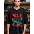thumbnail image 1 of Greenink natee Nice Until Proven Naughty Christmas Graphic Tee, 100% Cotton Fabric,Crew Neck,Regular Fit,Weekend Casual Wear,180gsm Family Friends Christian festival Thanksgiving Da, 1 of 5
