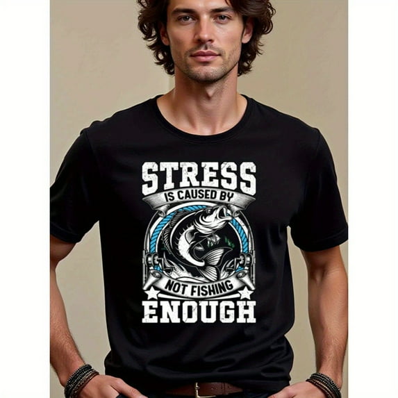 natee local warehouse clearance Stress-free Fishing: the Ultimate Angler's Tee, man's T-Shirt,100% Cotton Fabric,Crew Neck,Short Sleeve,Regular Fit,All-Season Casual Wear,180gsm-Ideal For Summer Hol