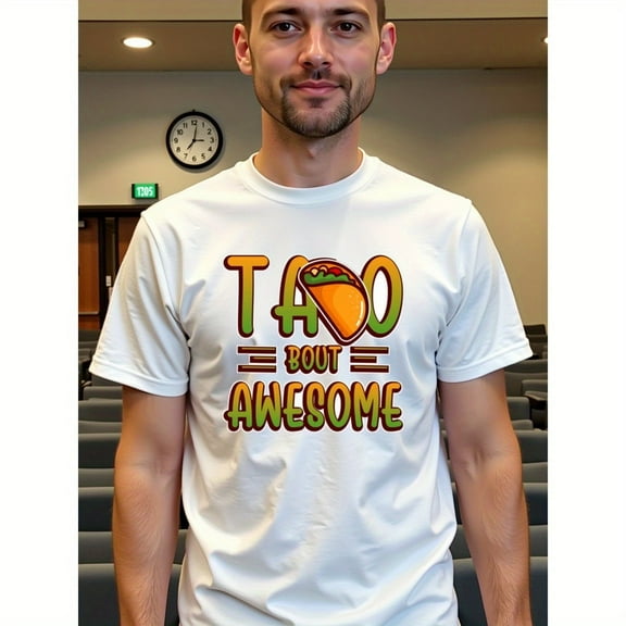 natee Taco Bout Awesome: Fun and Quirky T-shirt, Men's T-Shirt,100% Cotton Fabric,Crew Neck,Short Sleeve,Regular Fit,All-Season Casual Wear,180gsm-Ideal for Valentines New