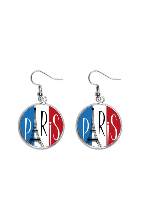 national flag france eiffel tower paris ear dangle silver drop ear jewelry woman