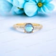 thumbnail image 1 of natural Round Labradorite Engagement Rose Gold Ring, Half Eternity Diamond Stacking Ring, Labradorite Wedding Ring For Women Prong Set Delicate Ring proposal Gift, 1 of 5