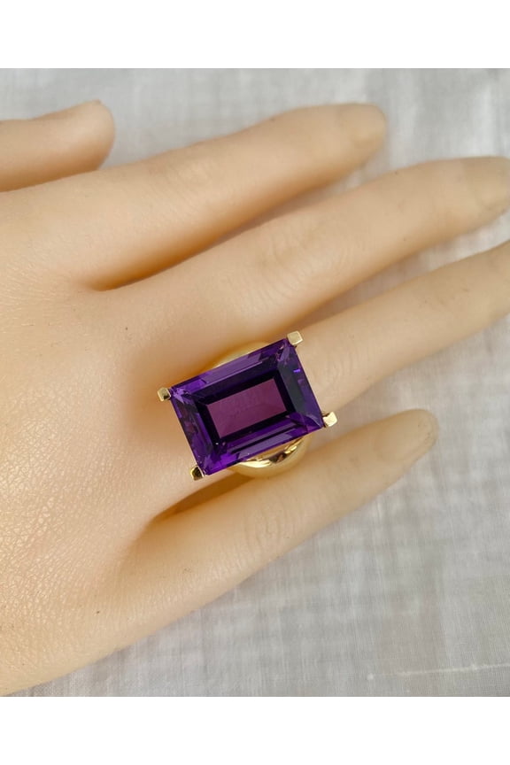 natural amethyst ring purple gemstone promise ring cushion cut February birthstone ring silver ring