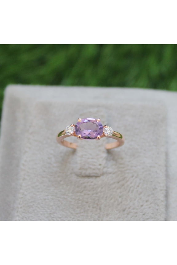 natural amethyst ring purple gemstone promise ring cushion cut February birthstone ring silver ring