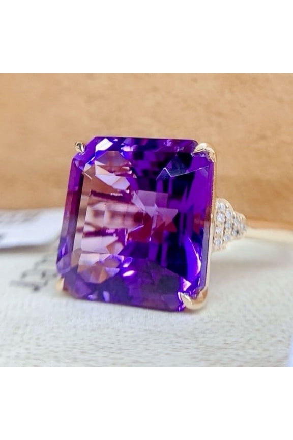 natural amethyst ring purple gemstone promise ring cushion cut February birthstone ring silver ring