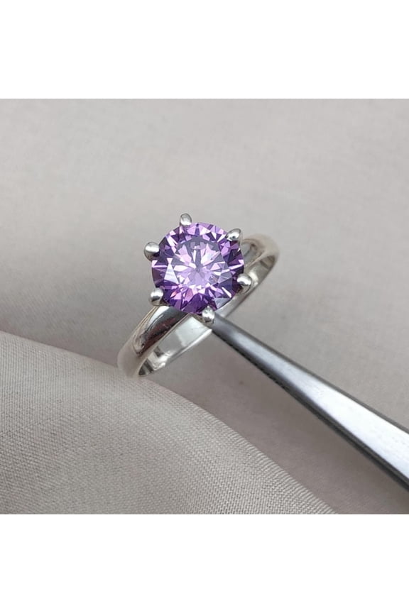 natural amethyst ring purple gemstone promise ring cushion cut February birthstone ring silver ring