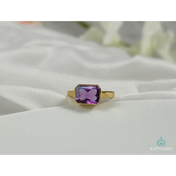 natural amethyst ring purple gemstone promise ring cushion cut February birthstone ring silver ring