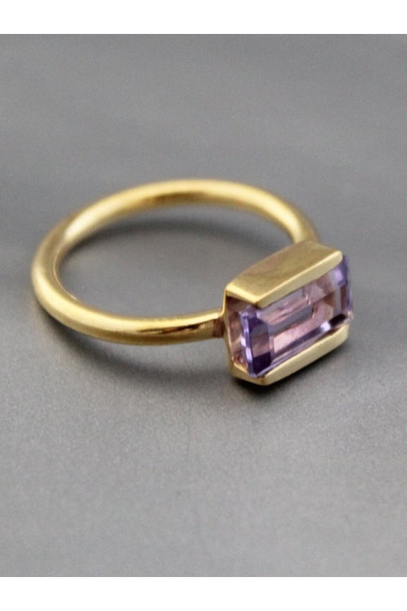 natural amethyst ring purple gemstone promise ring cushion cut February birthstone ring silver ring
