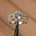 thumbnail image 1 of natural aquamarine ring promise ring sterling silver ring round cut gemstone ring March birthstone ring, 1 of 4