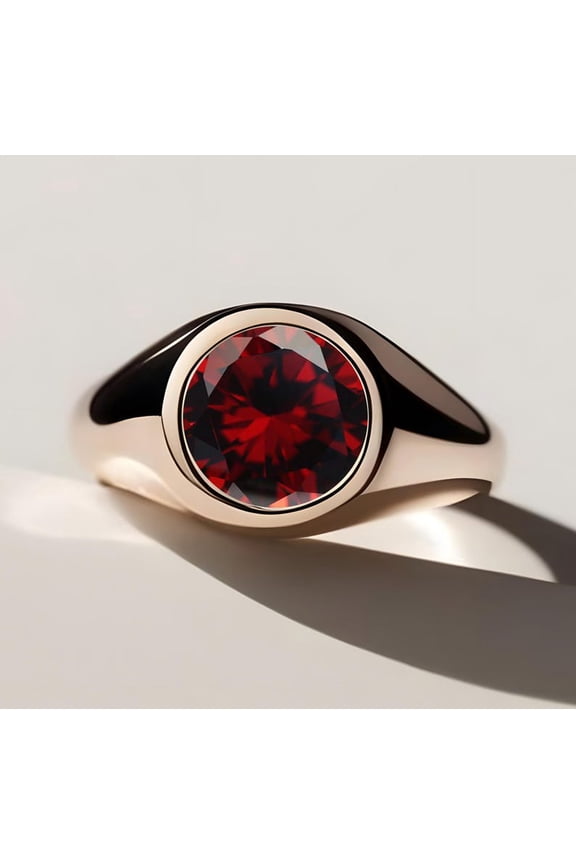 natural garnet ring 925 sterling silver solitaire engagement ring January birthstone red gemstone ring