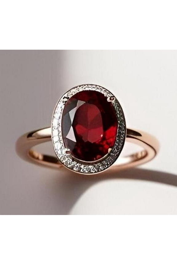 natural garnet ring 925 sterling silver solitaire engagement ring January birthstone red gemstone ring