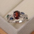 thumbnail image 1 of natural garnet ring 925 sterling silver solitaire engagement ring January birthstone red gemstone ring, 1 of 2