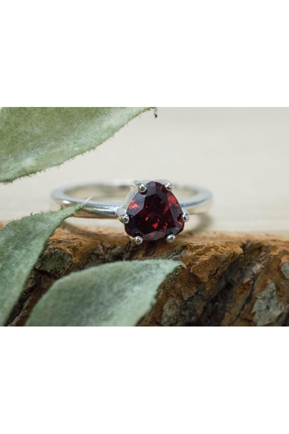 natural garnet ring 925 sterling silver solitaire engagement ring January birthstone red gemstone ring