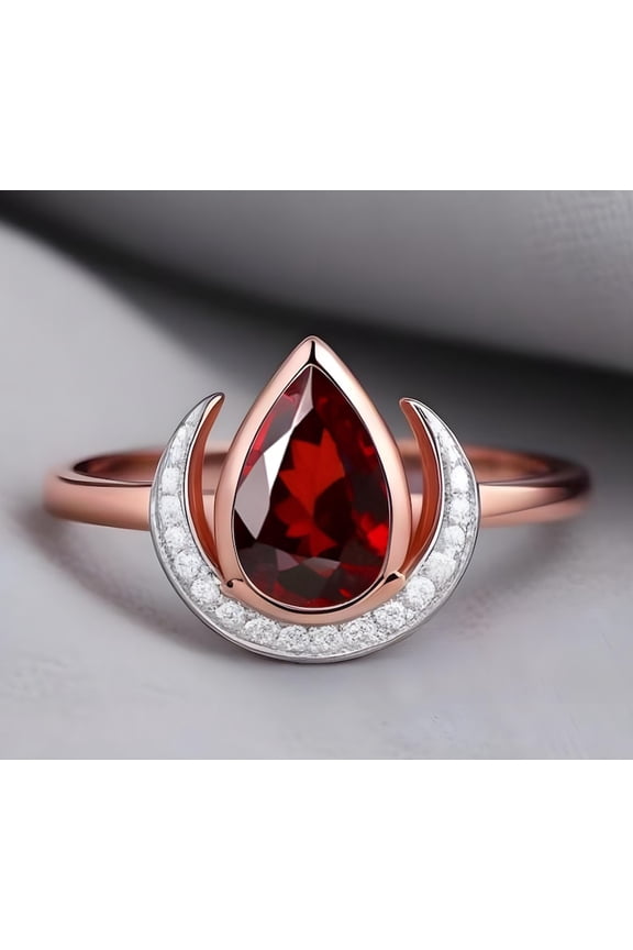 natural garnet ring 925 sterling silver solitaire engagement ring January birthstone red gemstone ring