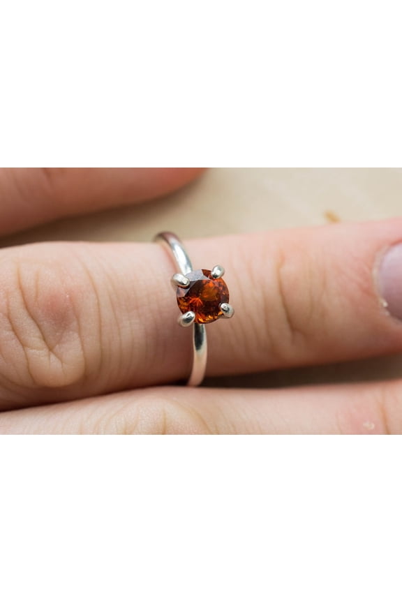 natural garnet ring 925 sterling silver solitaire engagement ring January birthstone red gemstone ring