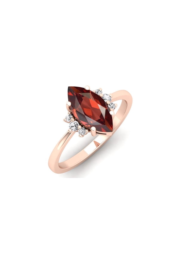 natural garnet ring 925 sterling silver solitaire engagement ring January birthstone red gemstone ring