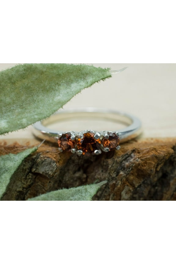 natural garnet ring 925 sterling silver solitaire engagement ring January birthstone red gemstone ring