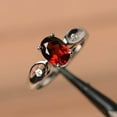 thumbnail image 1 of natural garnet ring wedding ring January birthstone oval cut gemstone red gems sterling silver ring, 1 of 3