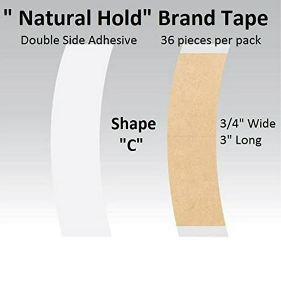 natural hold tape contour shape "c" double side adhesive 36-pcs.