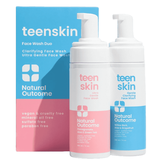 Teen Skin Face Wash Duo | Gentle Foaming Daily Boys & Girls Kids Face Wash | Non-toxic Ingredients | Perfect for Teens Preteens & Kids Looking to Prevent Acne | Two 5 oz Bottles by Natural Outcome