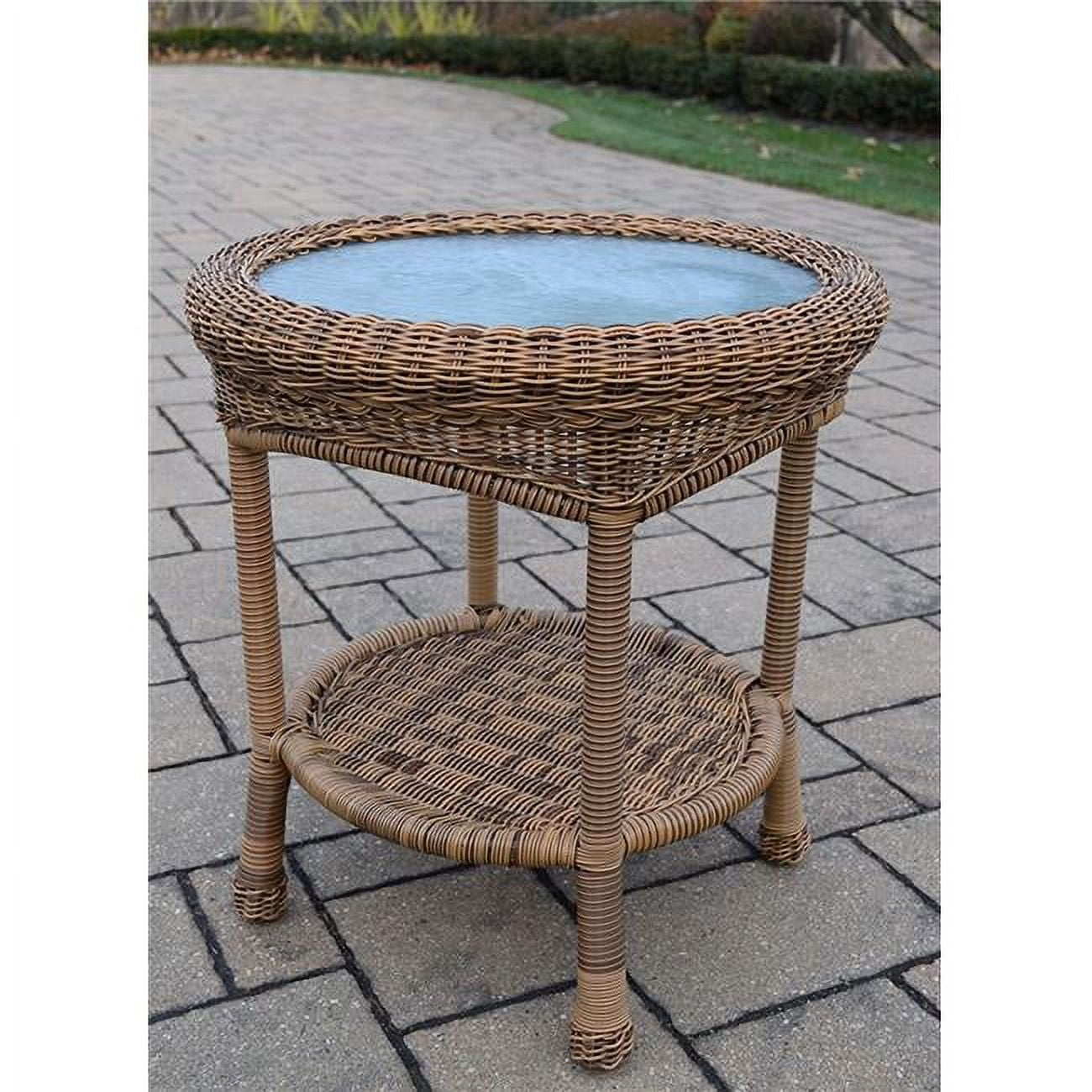 natural outdoor wicker end table