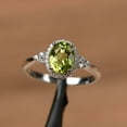 thumbnail image 1 of natural peridot ring oval cut promise engagement ring solid sterling silver ring green gemstone August birthstone ring, 1 of 3