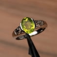 thumbnail image 1 of natural peridot ring wedding ring oval cut gemstone silver ring solitaire ring August birthstone ring, 1 of 3