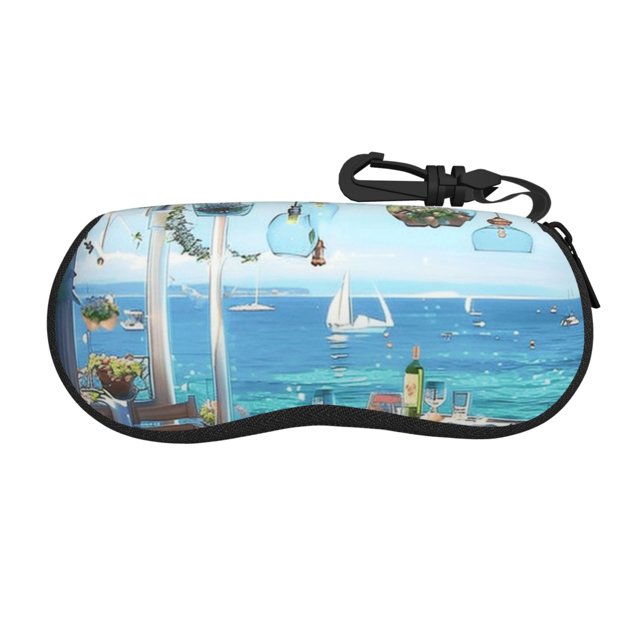 nature style restaurant Eyes Soft Shell Glasses Case with Carabiner Hook Zipper for Sunglasses