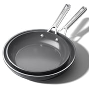 naturepan Diamond-Titanium Ceramic Nonstick Frying Pan Set, 2-Piece 9.5  & 11 , Dishwasher/Oven Safe for All Stovetops, Gray